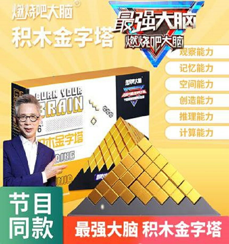 廠家直銷節目同款燃燒吧大腦積木金字塔官方店同款兒童益智力動腦拼裝玩具-時尚精品