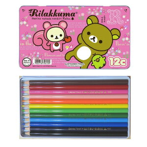 asdfkitty可愛家☆日本san-x拉拉熊 松鼠 粉紅色鐵盒12色色鉛筆-日本製
