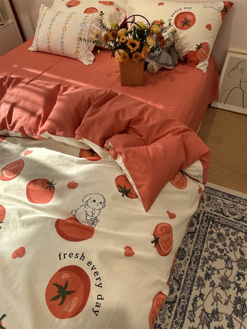 四季通用番茄小兔 系列全棉床包四件套