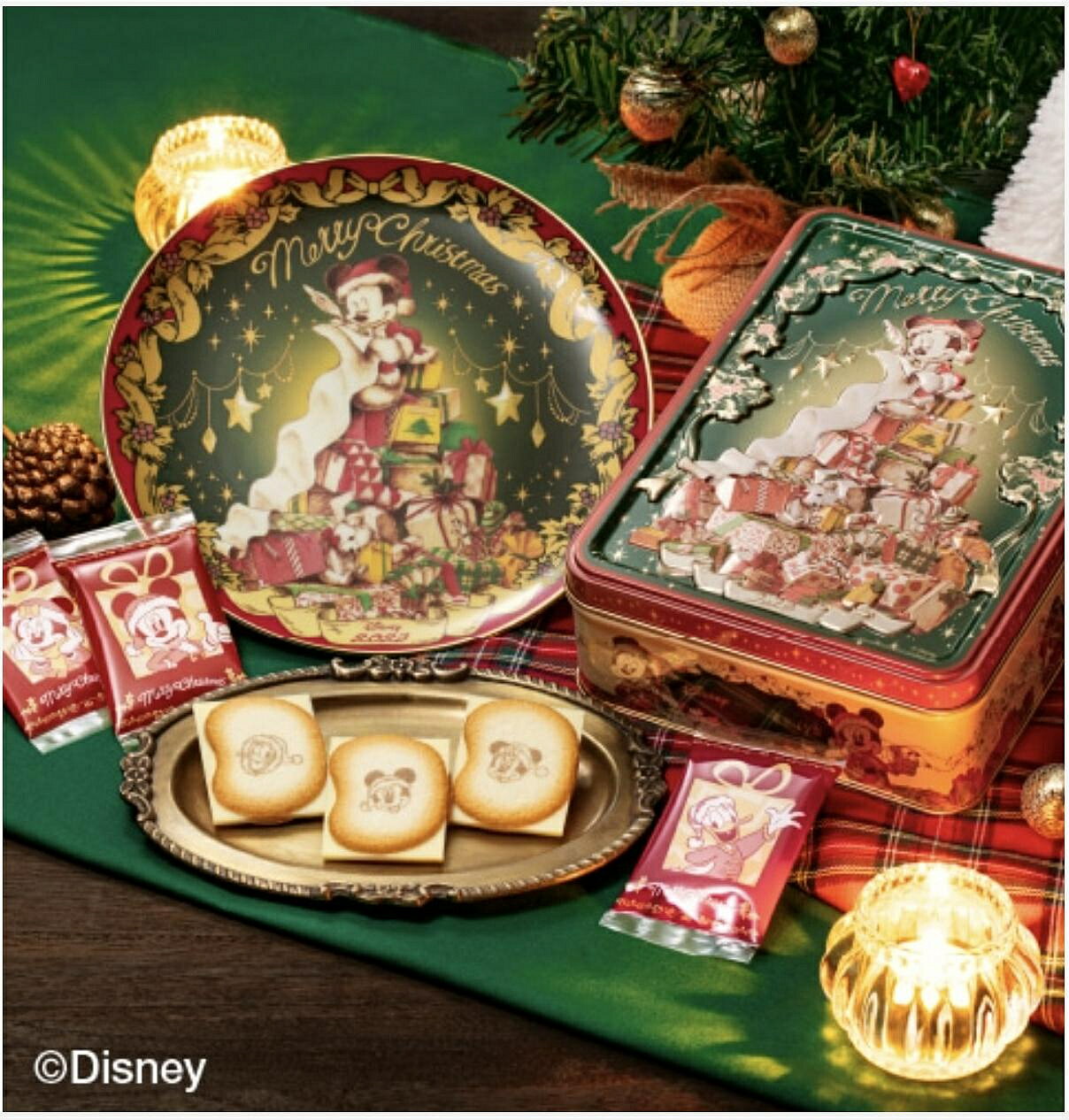 日本東京迪士尼聯名TOKYO BANANA聖誕節米奇鐵罐餅乾禮盒+限量2023紀念餐盤組-現貨最後一組