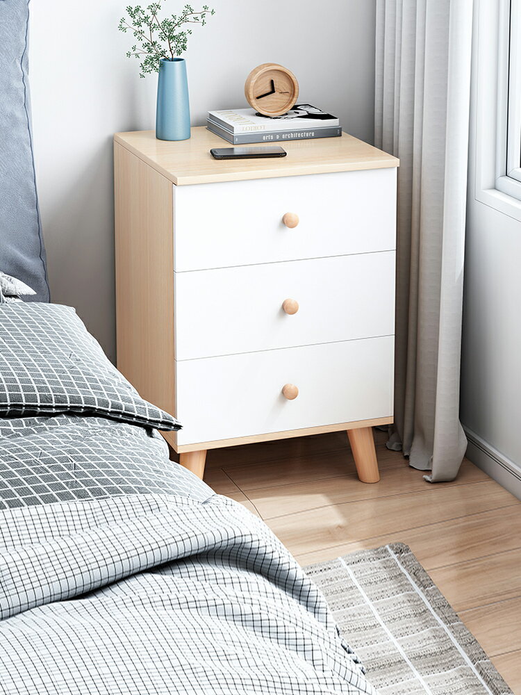 床頭柜臥室簡約現代迷你小型實木腿簡易床邊柜收納柜小柜子置物架