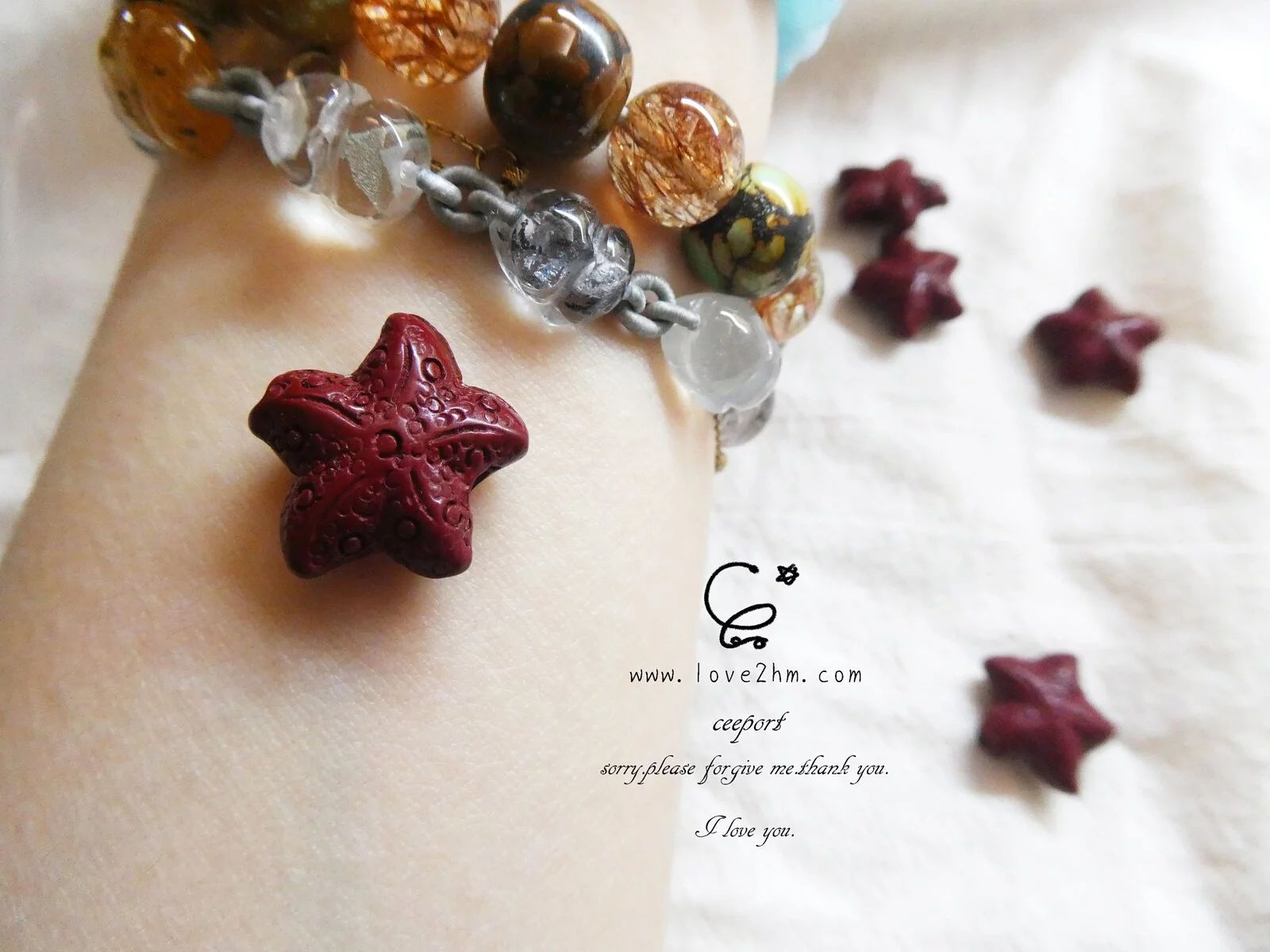 97.25%紫金砂 海星星  硃砂 水晶飾品 晶晶工坊-love2hm 1