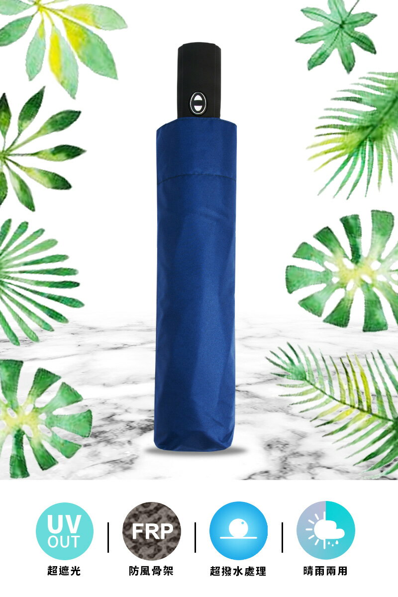 【雙龍牌】極簡遮光黑膠素色自動開收傘(防風抗UV防曬)B5729