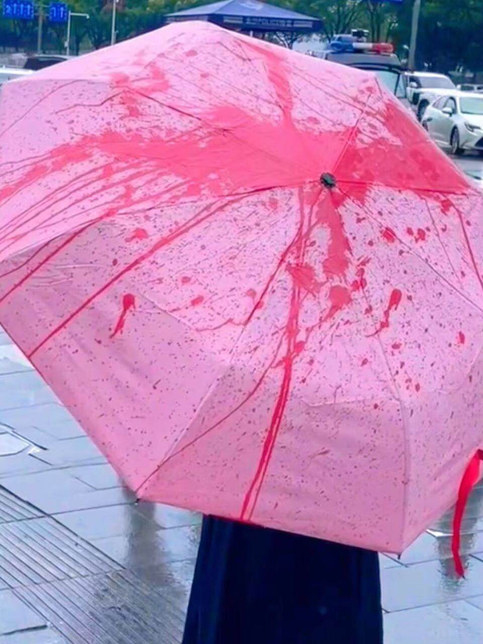 網紅遇水變色雨傘夜行反光鐳射傘折疊防曬學生晴雨傘黑膠遮陽傘潮