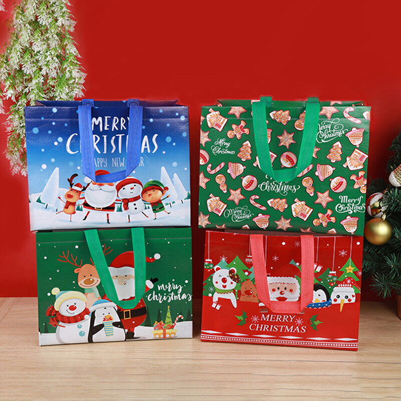 聖誕節 環保手提袋 收納袋 聖誕禮品袋 折疊 收納包 購物袋 耶誕 聖誕 禮物【BlueCat】【XM0542】