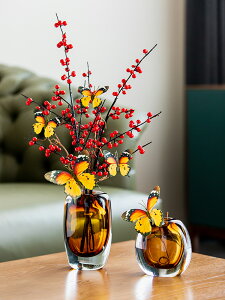 收獲小屋輕奢創意北歐玻璃插花花瓶客廳玄關茶幾花器裝飾現代擺件
