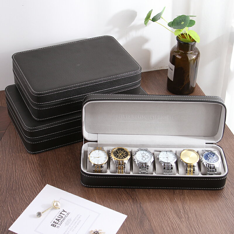 歐式PU皮手表盒收納盒拉鏈翻蓋式首飾盒簡約腕表收藏盒子便攜表包