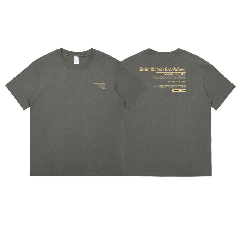 【喜挖】重磅純棉短袖t恤男寬鬆百搭小眾美式上衣2023夏季新款ins潮流男裝 4