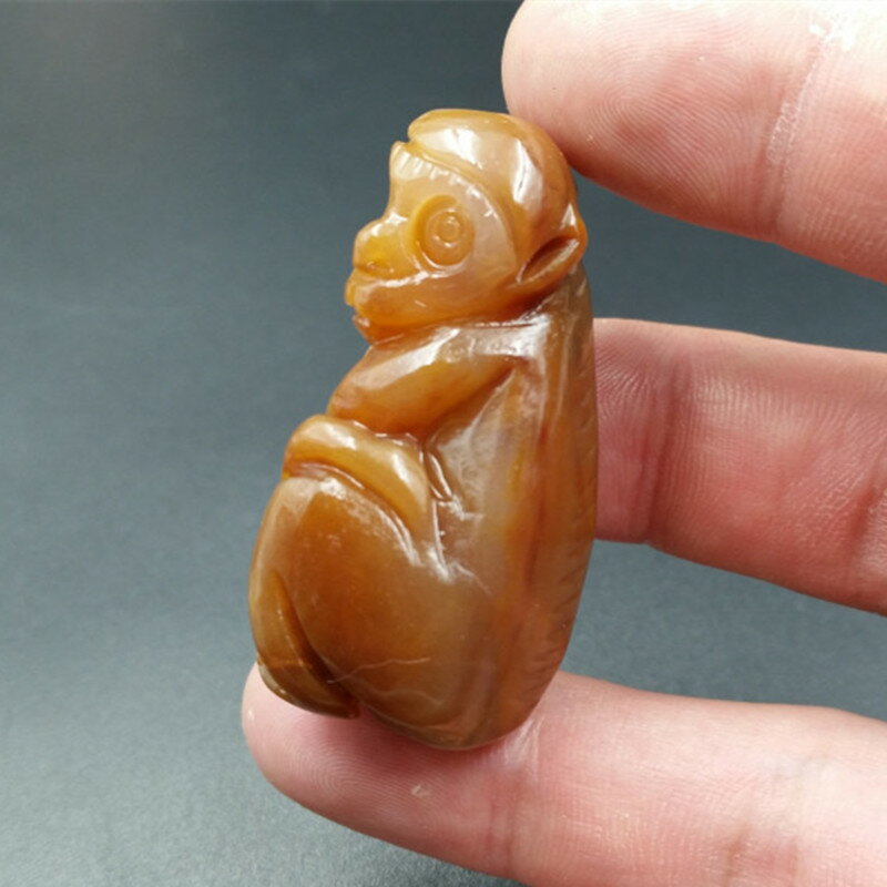 天然玉石a貨黃龍玉生肖猴子玉掛件實物拍照立體猴子玉吊墜玉墜