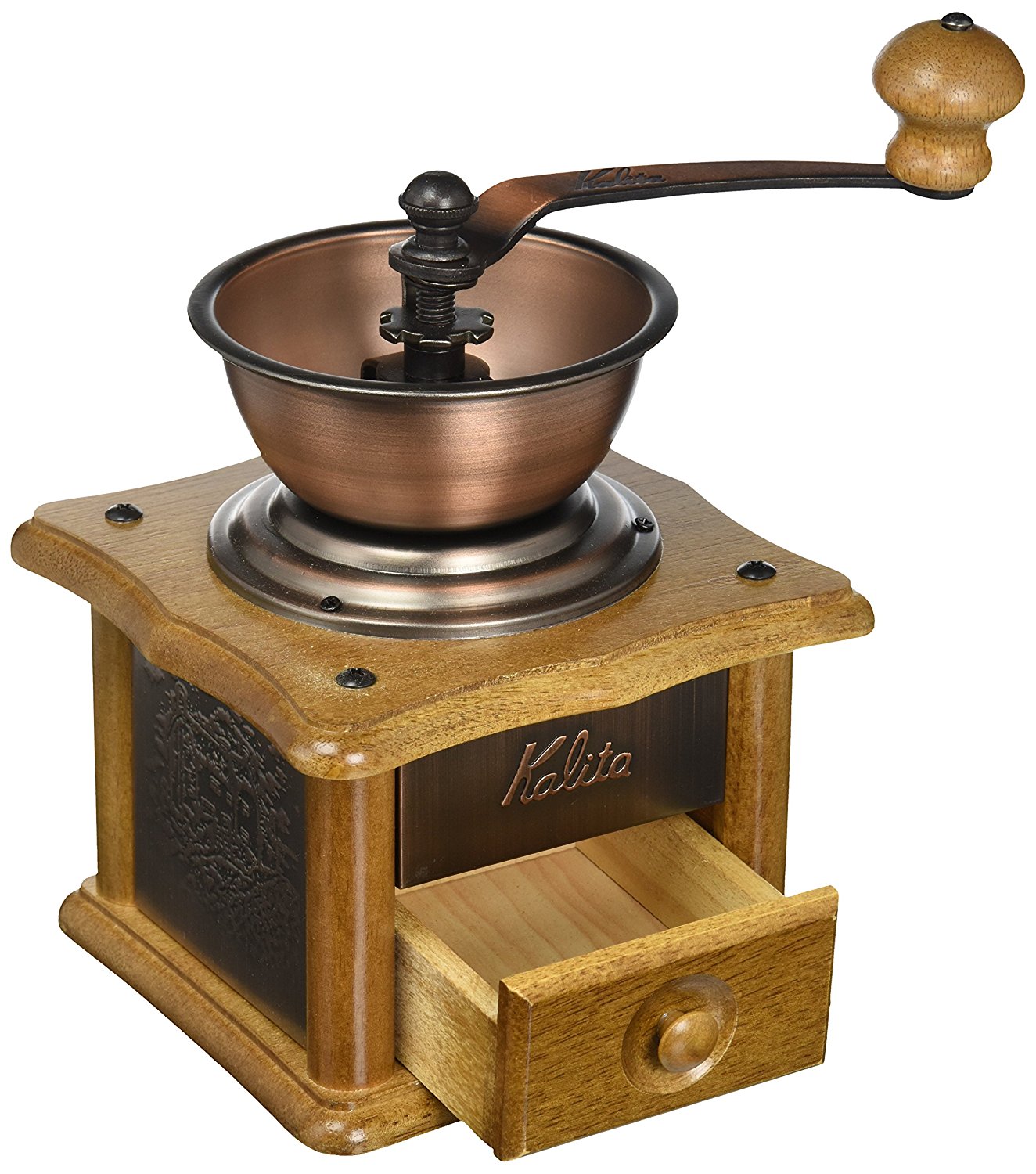 日本正規品代購KALITA AC-1 銅板手搖磨豆器鑄鐵磨芯銅製附抽屜 Metis直營店 Rakuten