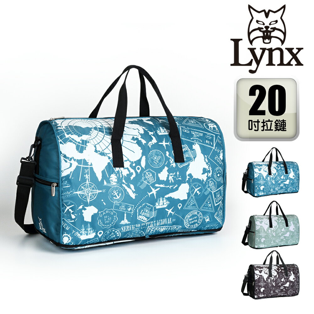 【Lynx 美國山貓】地圖郵戳摺疊旅行袋