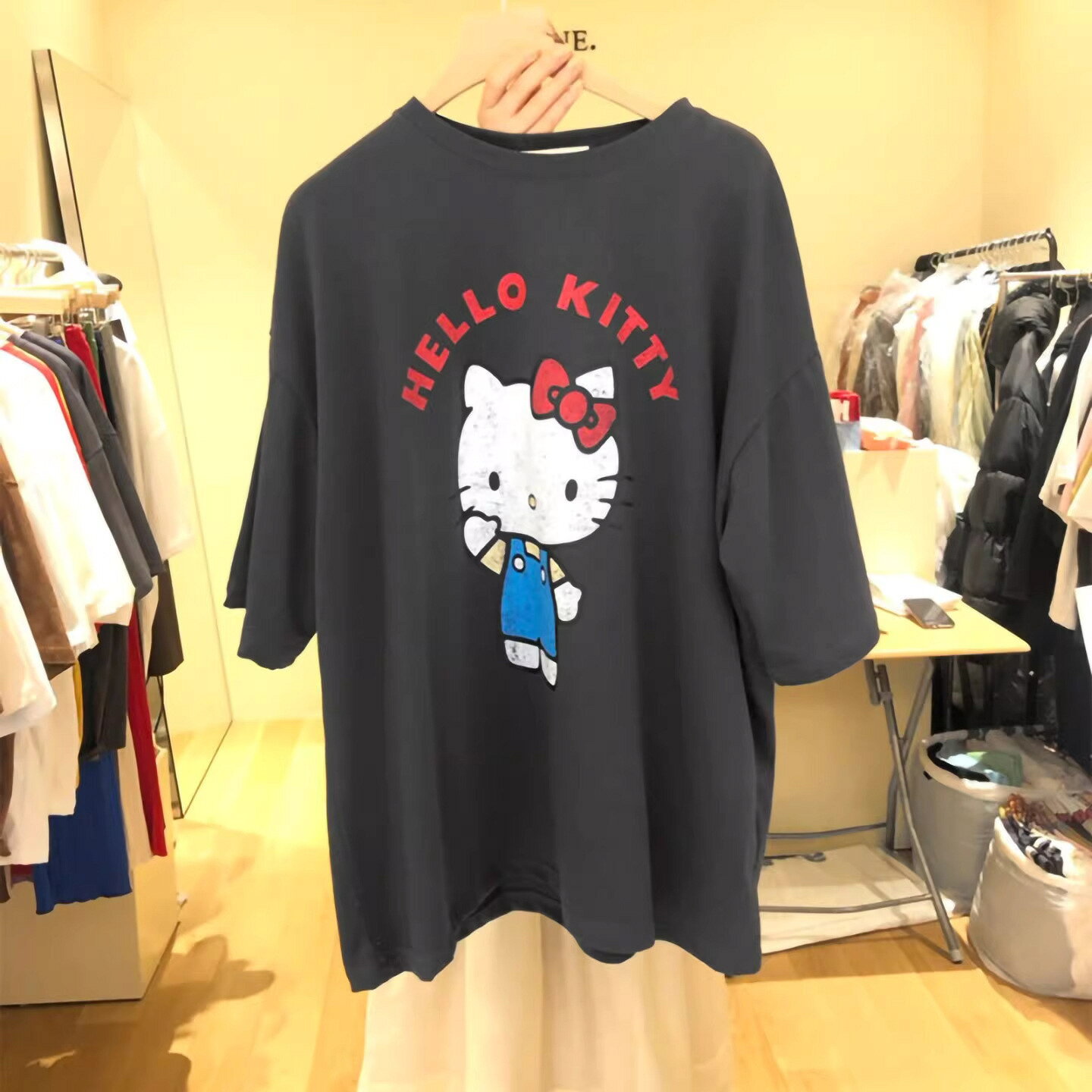 HELLO KITTY凱蒂貓中長款短袖t恤2026夏新款寬松上衣韓國女裝#Hi, 貼心優衣家居#