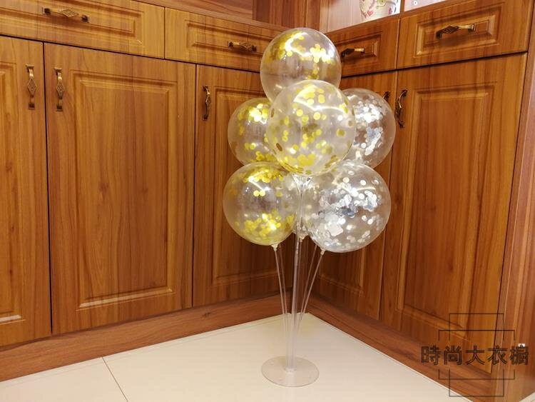 氣球生日結婚立柱桌飄亮片透明氣球樹加高似飄空