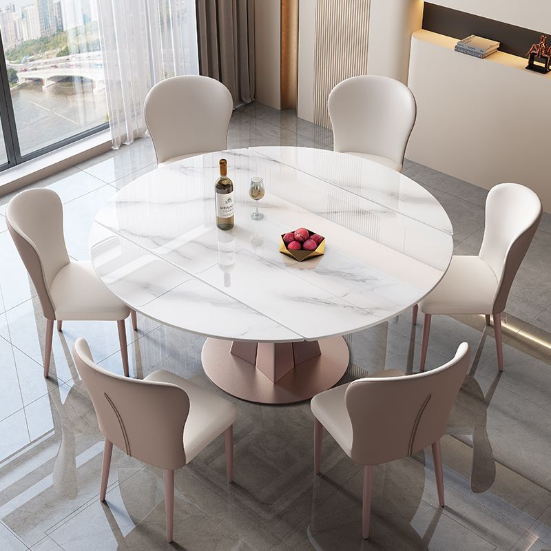 桌子 巖板餐桌椅組合2022款家用小戶型可變圓桌子旋轉伸縮餐桌帶電磁爐