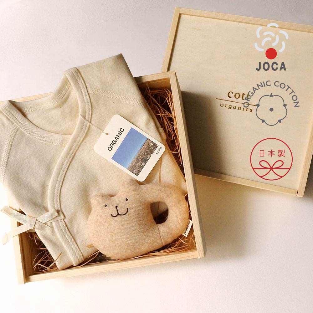 cott organics-日本有機棉蝴蝶衣安撫搖鈴紀念木盒組