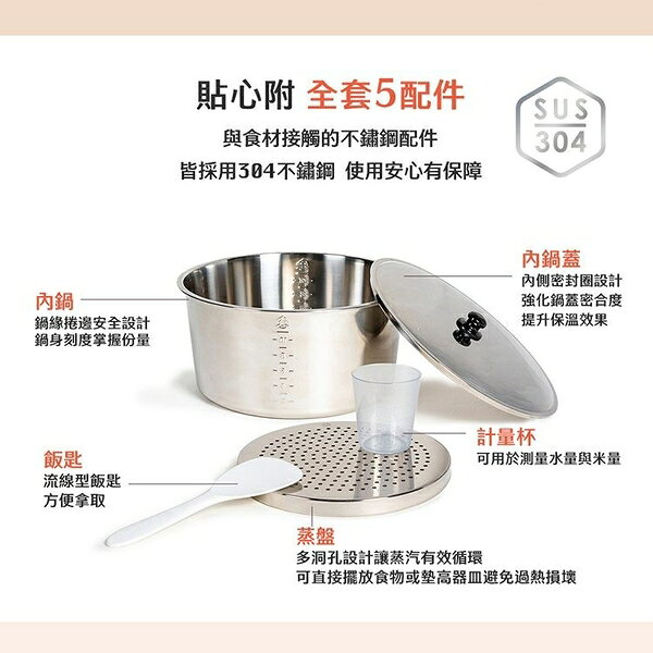TATUNG大同6人份電鍋TAC-06L-DRU(朱紅色) 配件全不鏽鋼| APP下單賺4