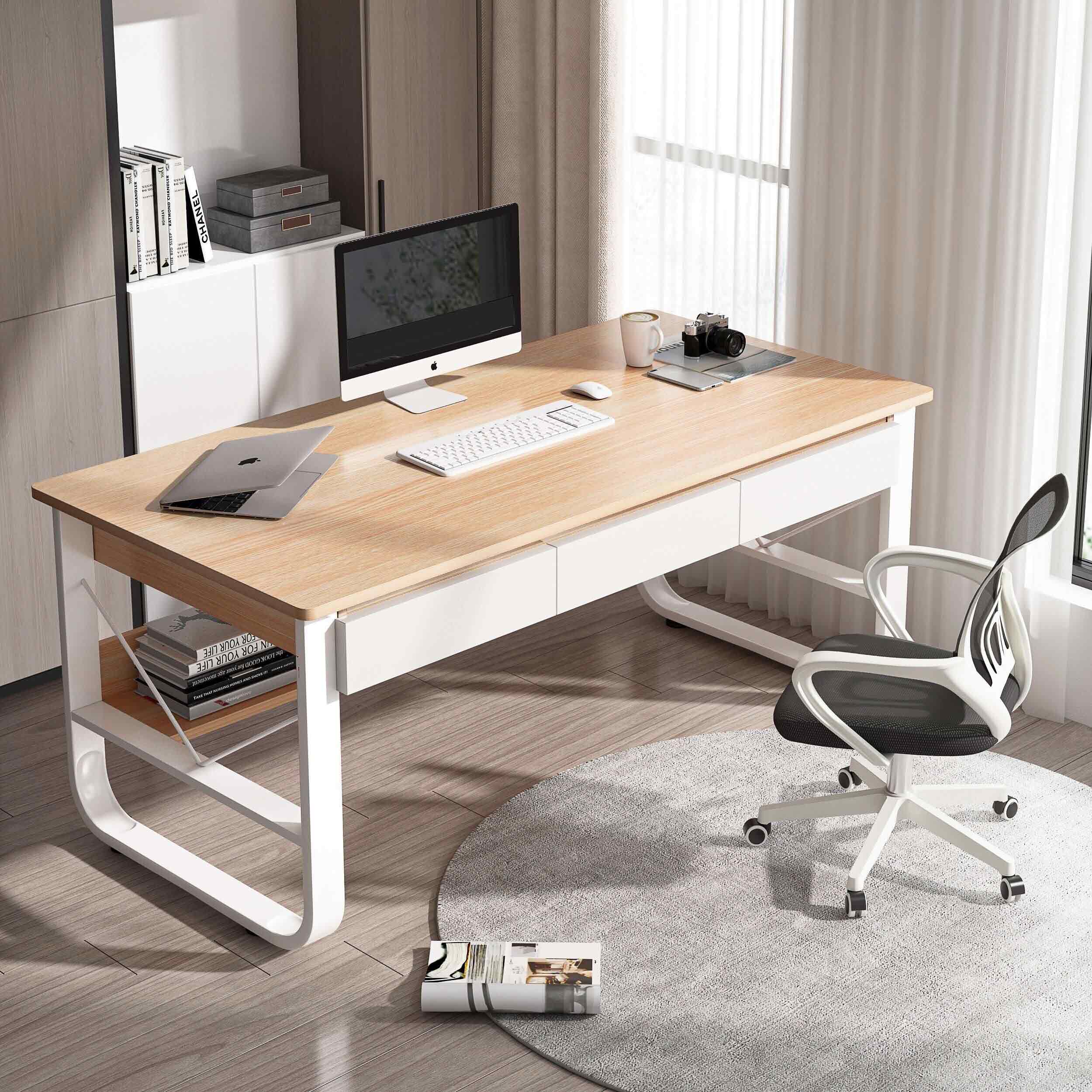 電腦臺式桌辦公桌帶抽屜簡約現代書房桌臥室寫字桌學習桌家用桌子