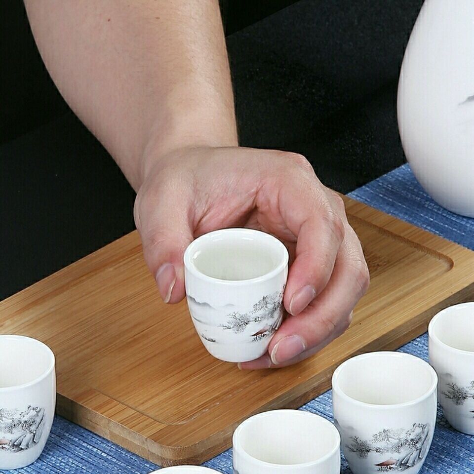 陶瓷白酒分酒器陶瓷酒杯燙溫酒壺老式小酒壺黃酒加熱家用盛酒具 2