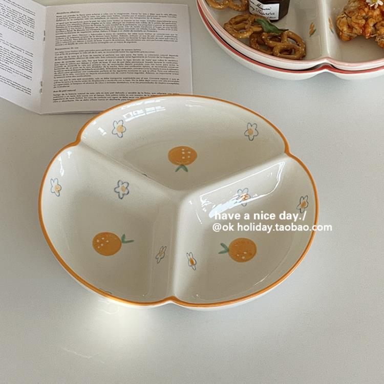 簡約韓國風卡通三格餐盤一人食餐具水果早餐分格餐盤兒童 99購物節