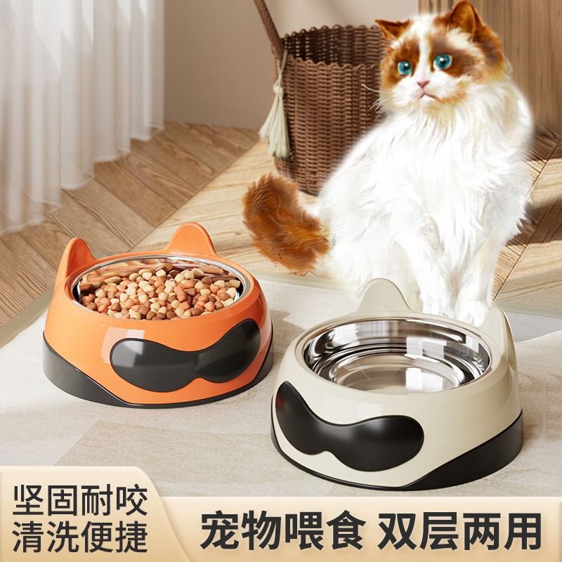 【滿299出貨】狗盆狗碗防打翻狗狗食盆貓碗小型犬貓咪可愛純色喝水雙碗寵物用品