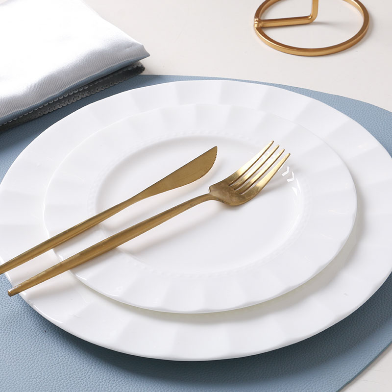 盤子陶瓷平盤牛排盤西餐盤純白餐盤個性創意碟子家用日式簡約盤子