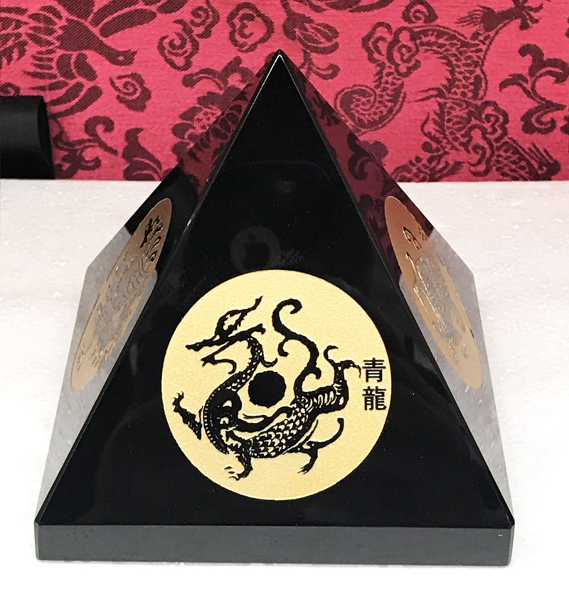 天然黑曜石金字塔四獸擺件青龍白虎朱雀玄武 桌面擺件