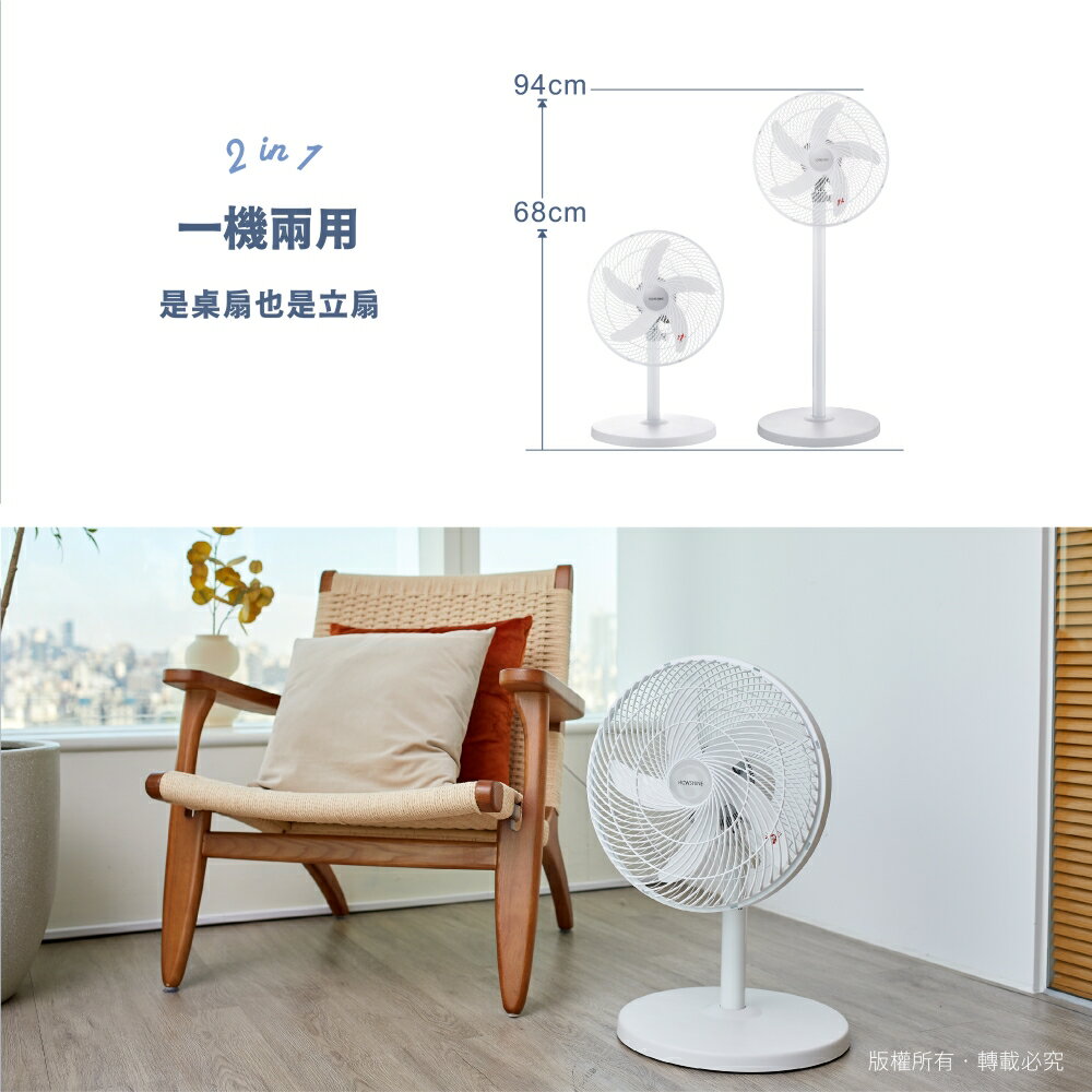 豪尚牌 莫蘭迪美學循環扇2in1/360度循環扇/立扇/露營風扇(360度循環扇HS-MR13) 3