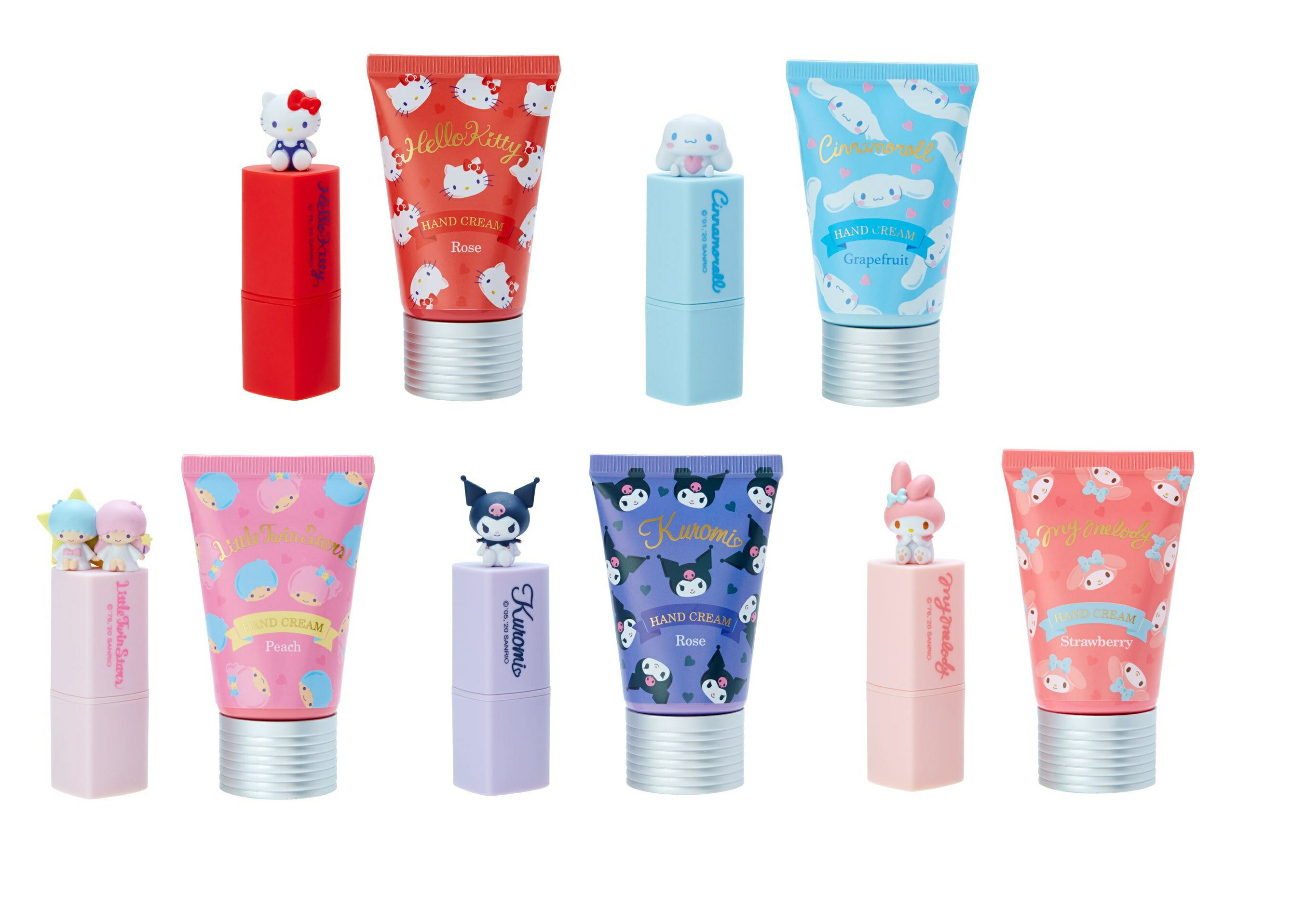大賀屋 日貨 Hello Kitty 美樂蒂 酷洛米 雙子星 大耳狗 護唇膏 護手霜 禮盒 正版 J00019789