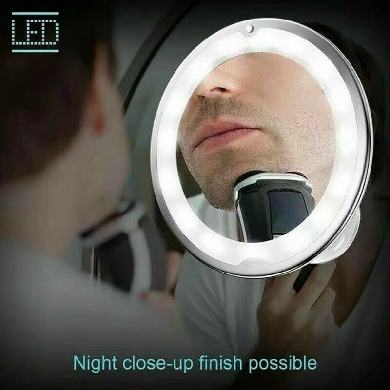 MFlexibleMirrorLED補光吸盤化妝鏡10倍放大萬向360度折疊鏡子 2