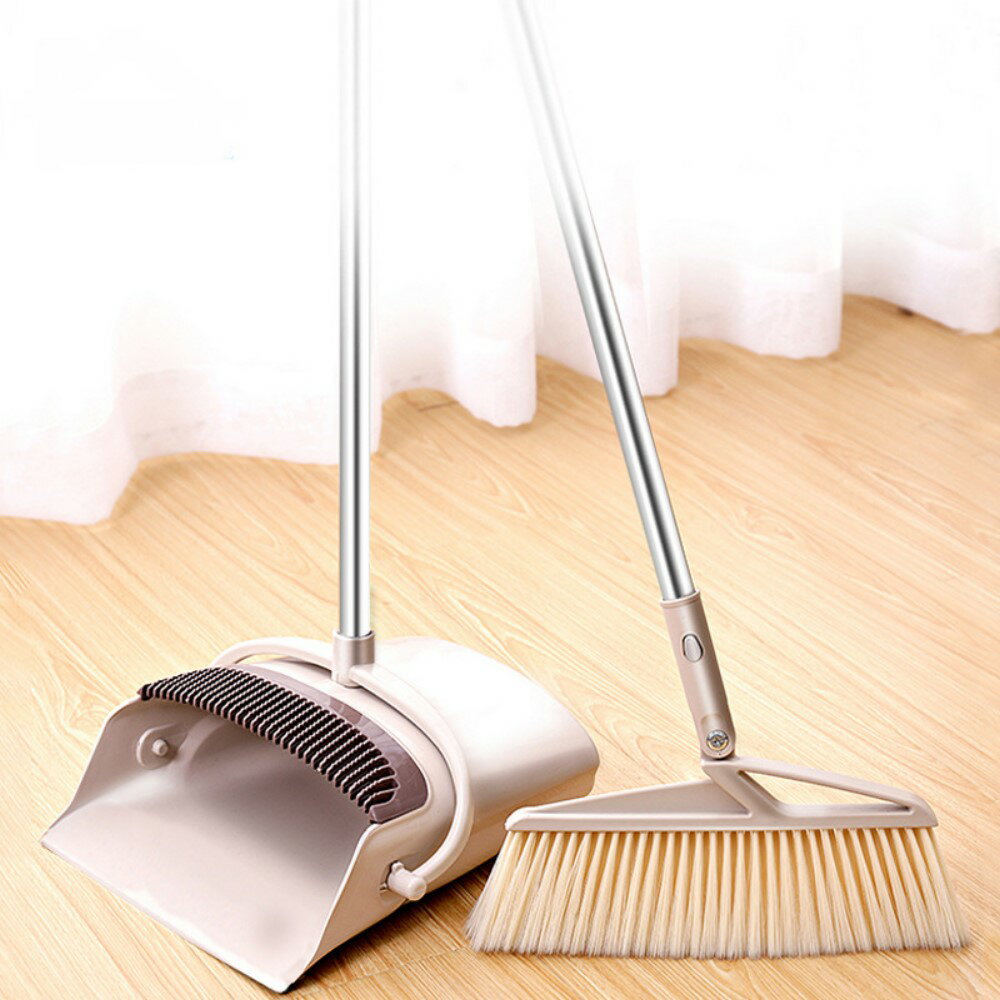 防風畚箕掃把組 帶刮齒 可折疊 刮齒簸箕 不沾手掃把組 可站立 掃把 畚斗【GL105】  123便利屋