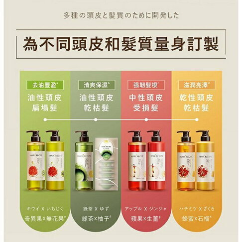 Hair Recipe 日本髮的食譜蘋果生薑防斷修護潤髮乳530G 2