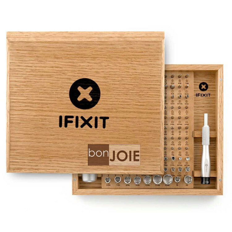 ::bonJOIE:: 美國進口 iFixit Universal Bit Kit 128 Bits (橡木盒精裝版) 專業電腦手機工具組 萬用 128 合 1 螺絲起子工具組 Oak Case