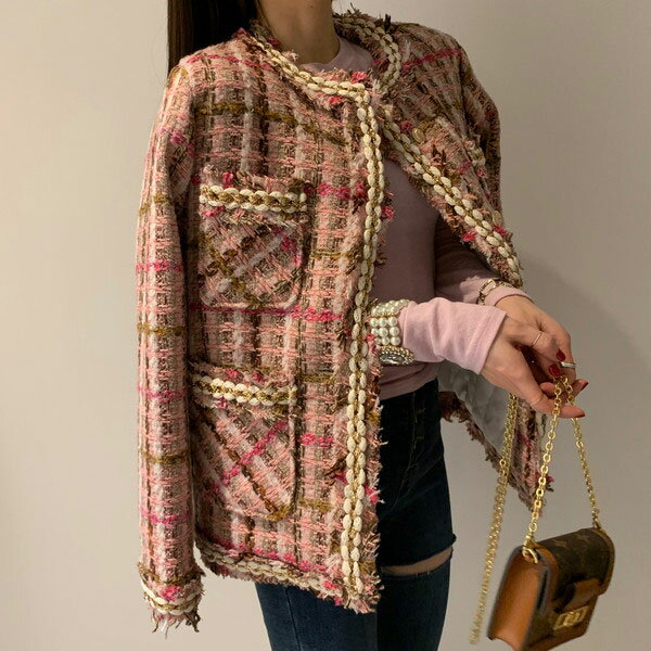 ANNAS 正韓 外套 粗花呢 小香 金屬釦 麻花 毛呢 格紋 小香風 名媛 貴婦 新年 過年 婚禮 西裝外套 韓國 5