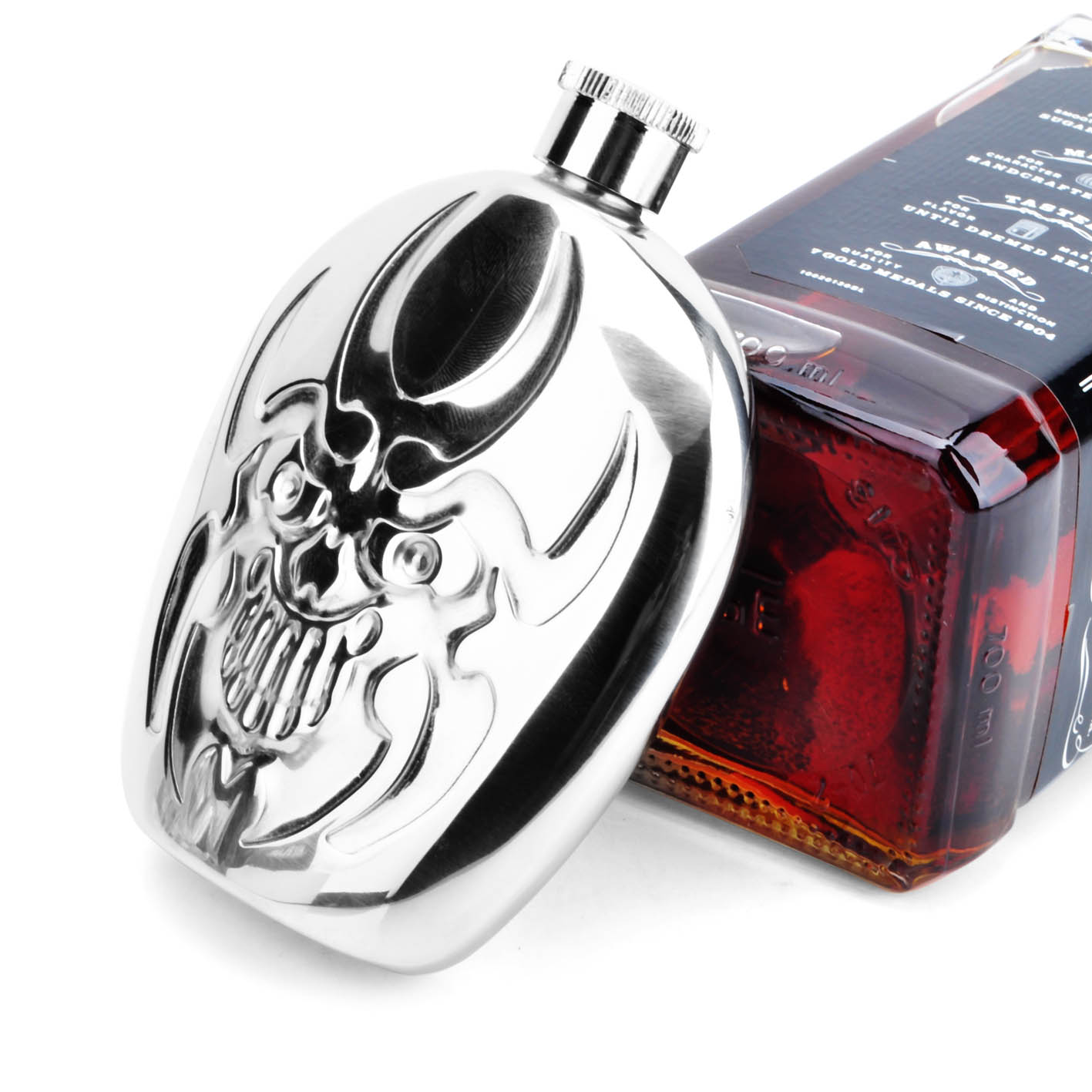 創意6盎司不銹鋼個性鬼臉酒壺隨身便攜酒壺戶外酒具送漏斗 4