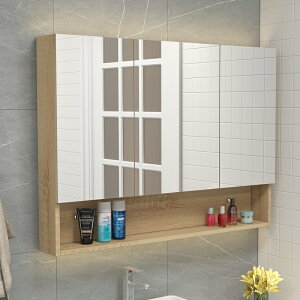 （免運破損免費補發）北歐多層實木浴室鏡櫃防水現代簡約衛生間防霧鏡箱廁所壁掛鏡子櫃