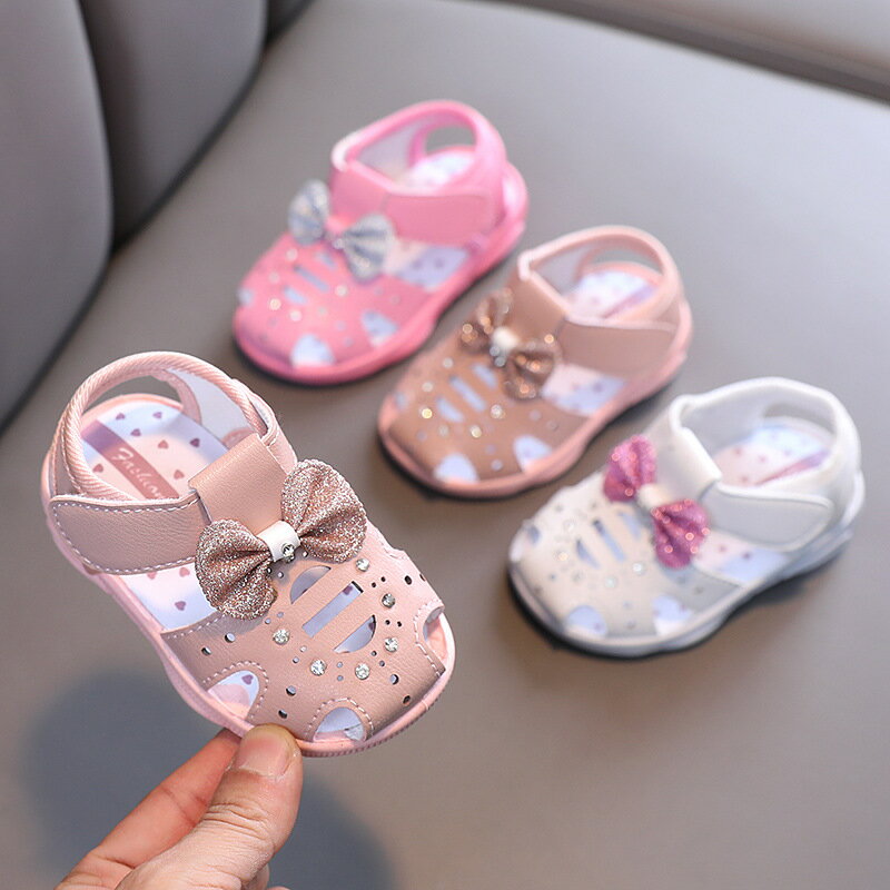 夏季嬰幼兒軟底學步鞋寶寶包頭涼鞋0-1-2一歲3女孩小童公主叫叫鞋
