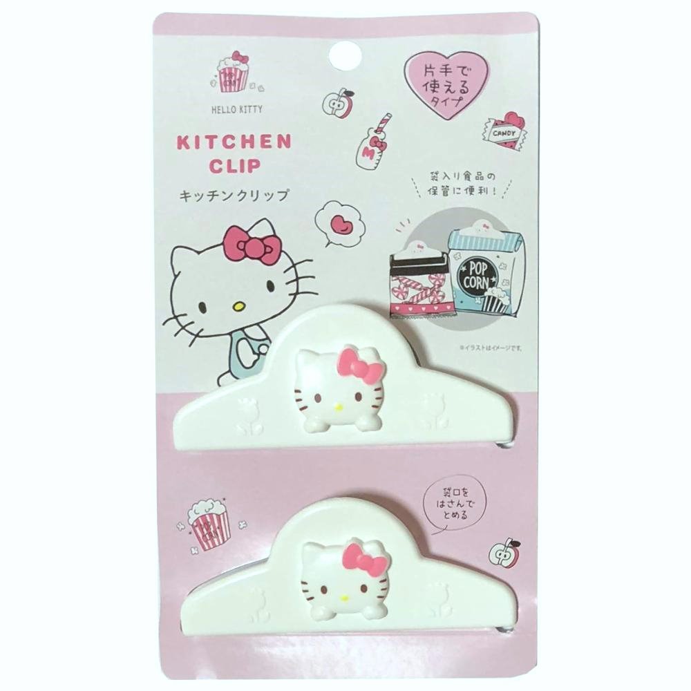 asdfkitty*KITTY大臉 封口夾2入 密封夾 零食夾 餅乾 麵條 食物保鮮夾-日本正版商品