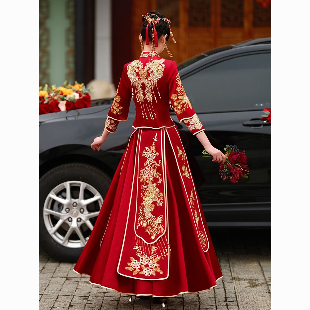 【最低價】【公司貨】秀禾服新娘2023新款結婚禮服中式嫁衣中國風敬酒服龍鳳褂秀和復古 3