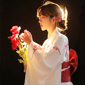 日式和服 神明少女和服改良日式和風學生寫真藝術照傳統櫻花和服拍攝連衣裙【HZ66825】