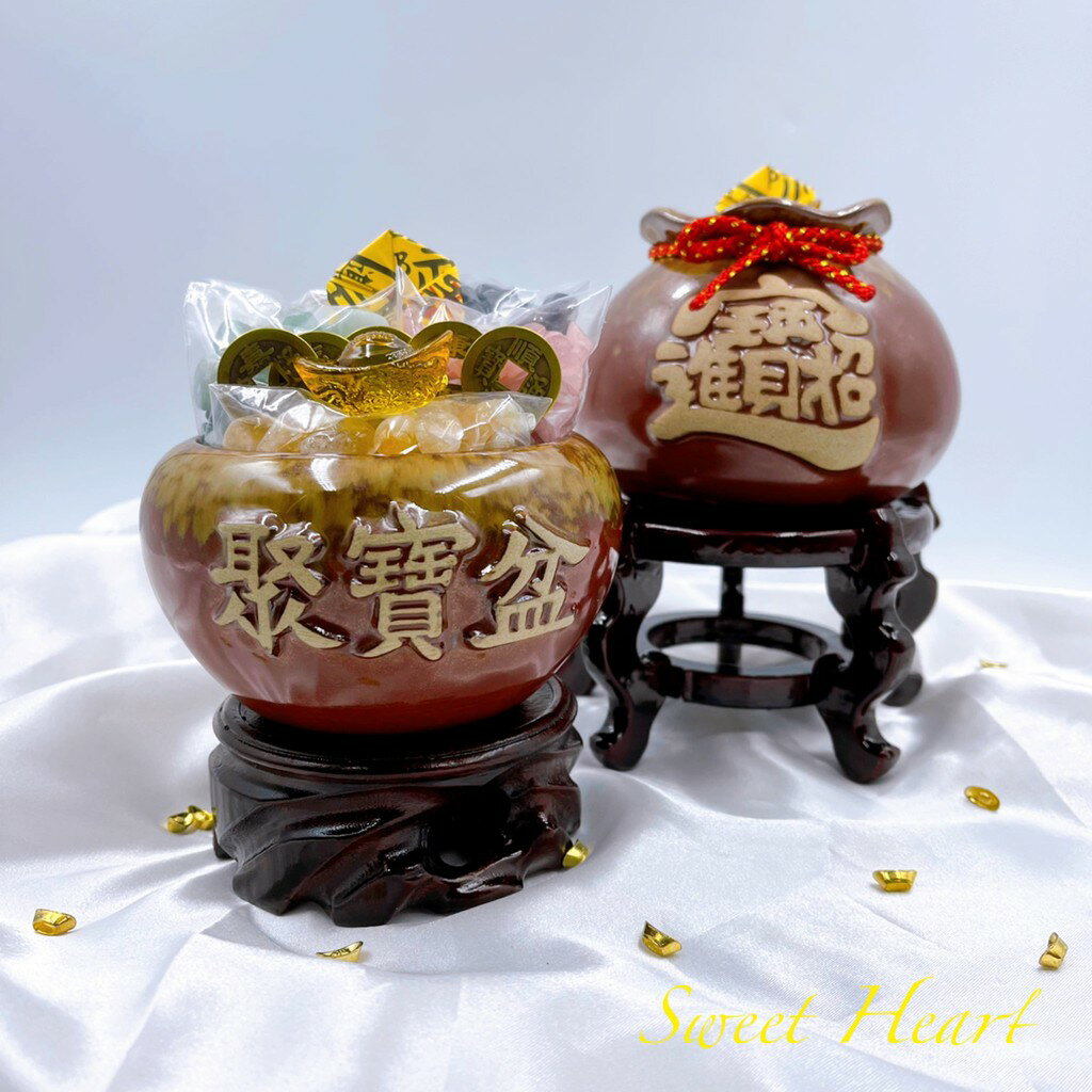 Sweet Heart 田芯開運精選💯🇹🇼招財聚寶盆套組 鶯歌陶瓷 五色水晶+五帝錢+元寶 贈開運招財符 限定網絡優惠價 4