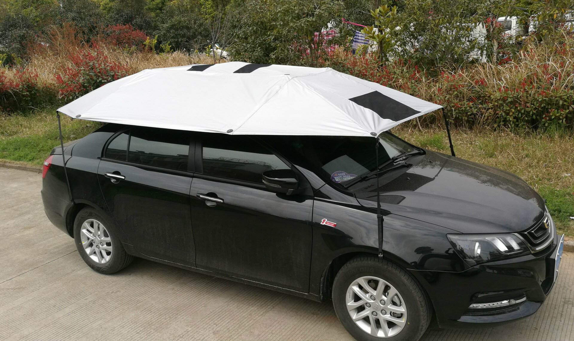 美琪 汽車遮陽傘罩 紅色加粗加寬加固夏季防曬教練車專用遮陽棚