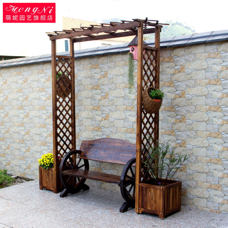 花園花架 木拱門花園門葡萄架花架 庭園園藝碳化防腐木爬藤花架