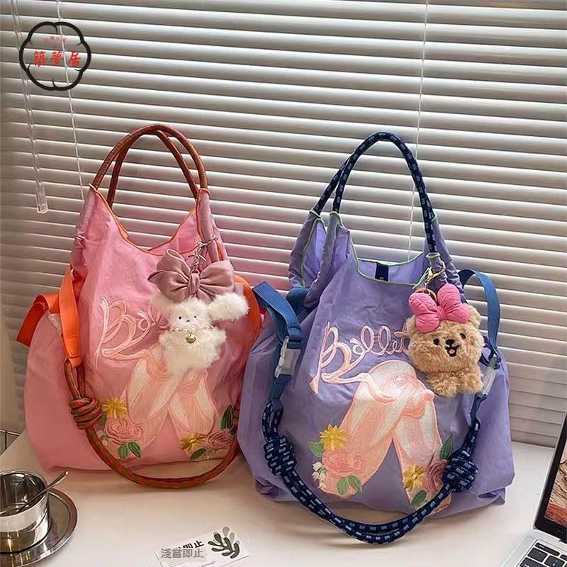 免運/附發票 購物袋 日本ball chain刺繡芭蕾舞鞋購物袋環保袋小眾通勤單肩包斜挎包工廠現貨直銷 售後保障 全館八折 5z12