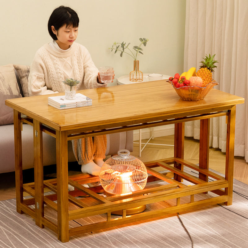 【限時優惠】可折疊茶幾客廳家用烤火桌子泡茶邊幾小戶型簡約現代陽臺實木創意