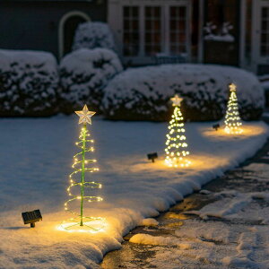 聖誕燈飾 跨境亞馬遜圣誕節裝飾節日裝扮場景布置創意新款太陽能LED圣誕樹