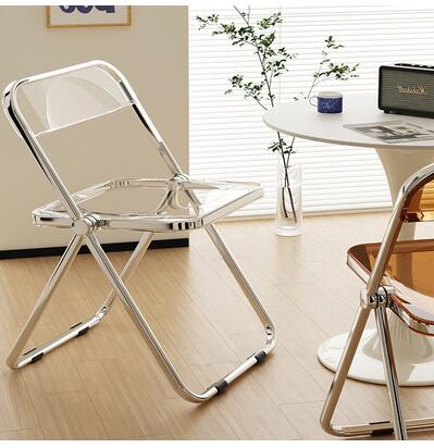 時尚ins凳子網紅化妝椅拍照椅便攜家用摺疊椅亞克力餐椅透明椅子