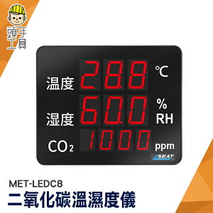 頭手工具 溫濕度計 二氧化碳分析儀 警報器 空氣品質測量 溫溼度板 含溫濕度計 MET-LEDC8 二氧化碳偵測器