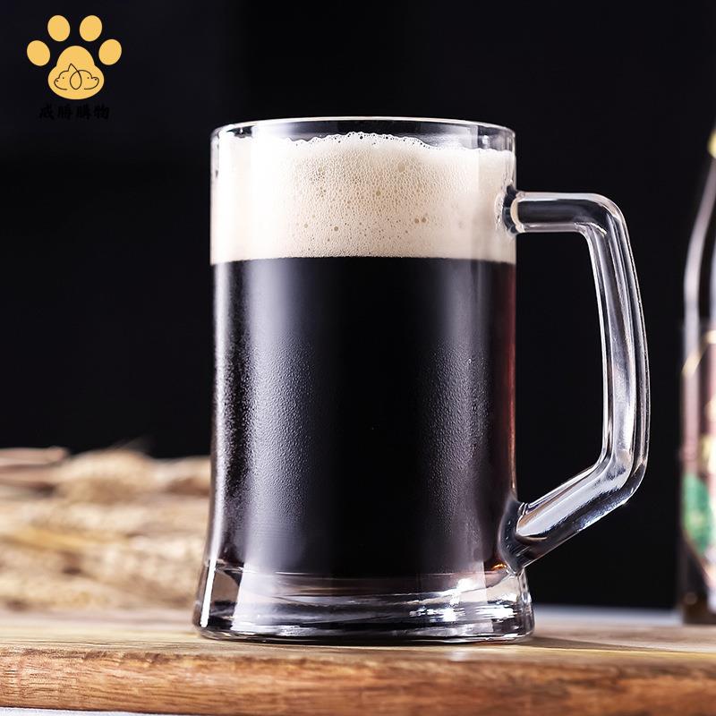 青蘋果玻璃把杯 大容量 扎啤杯 家用耐熱玻璃 茶杯 海特杯 啤酒把杯ws8291