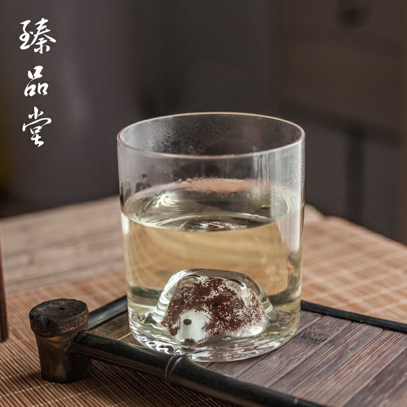 手工水晶玻璃杯 杯底立體小熊水杯可愛玻璃杯水杯禮品杯 動物茶杯1入