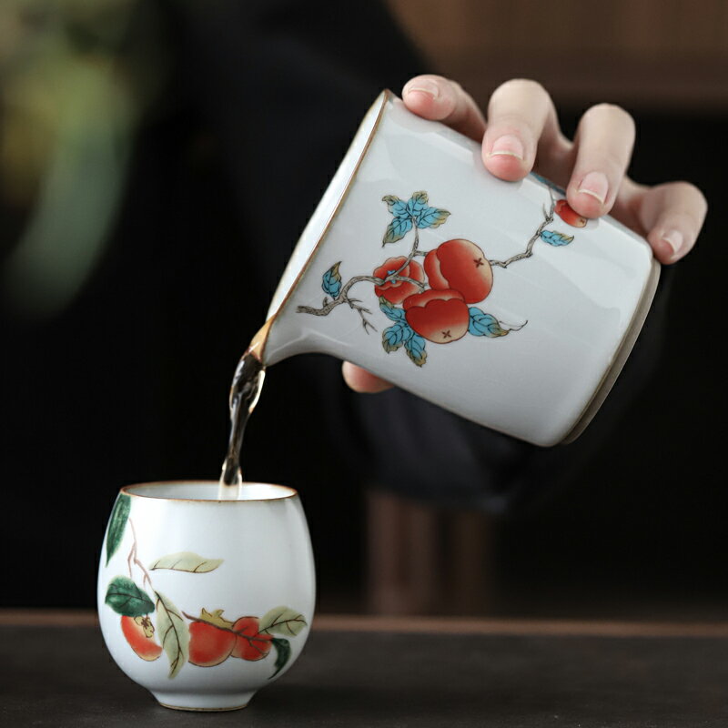 汝窯公道杯陶瓷景德鎮中式復古大容量分茶器泡茶茶具配件茶海單個